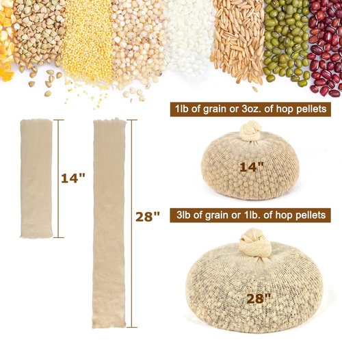 14” 15 Pack Cotton Brew Bag Grain and Spice Beer Brewing Bags Muslin Bags Steeping Bags for Dry Hopping Grain Beer Wine Grain Socks Nut Milk Fruit Hops Mead for Home Brewing or Micro Brewing