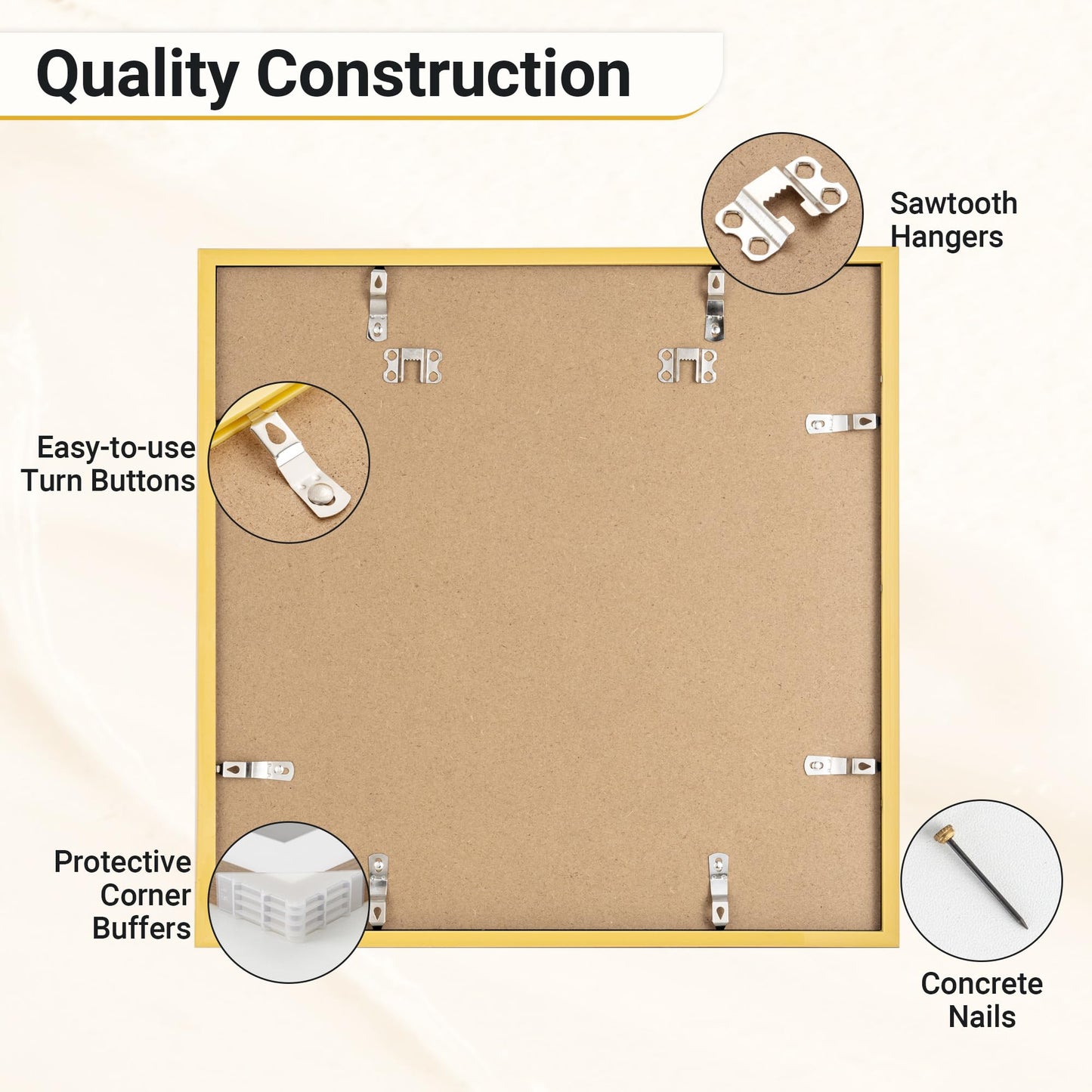 Acovy 16x16 Picture Frame, 16x16 Square Picture Frame for Wall, 16x16 Frame Matted to 12x12, 16x16 Photo Frame with High Definition Plexiglass (Walnut, 1 Pack)