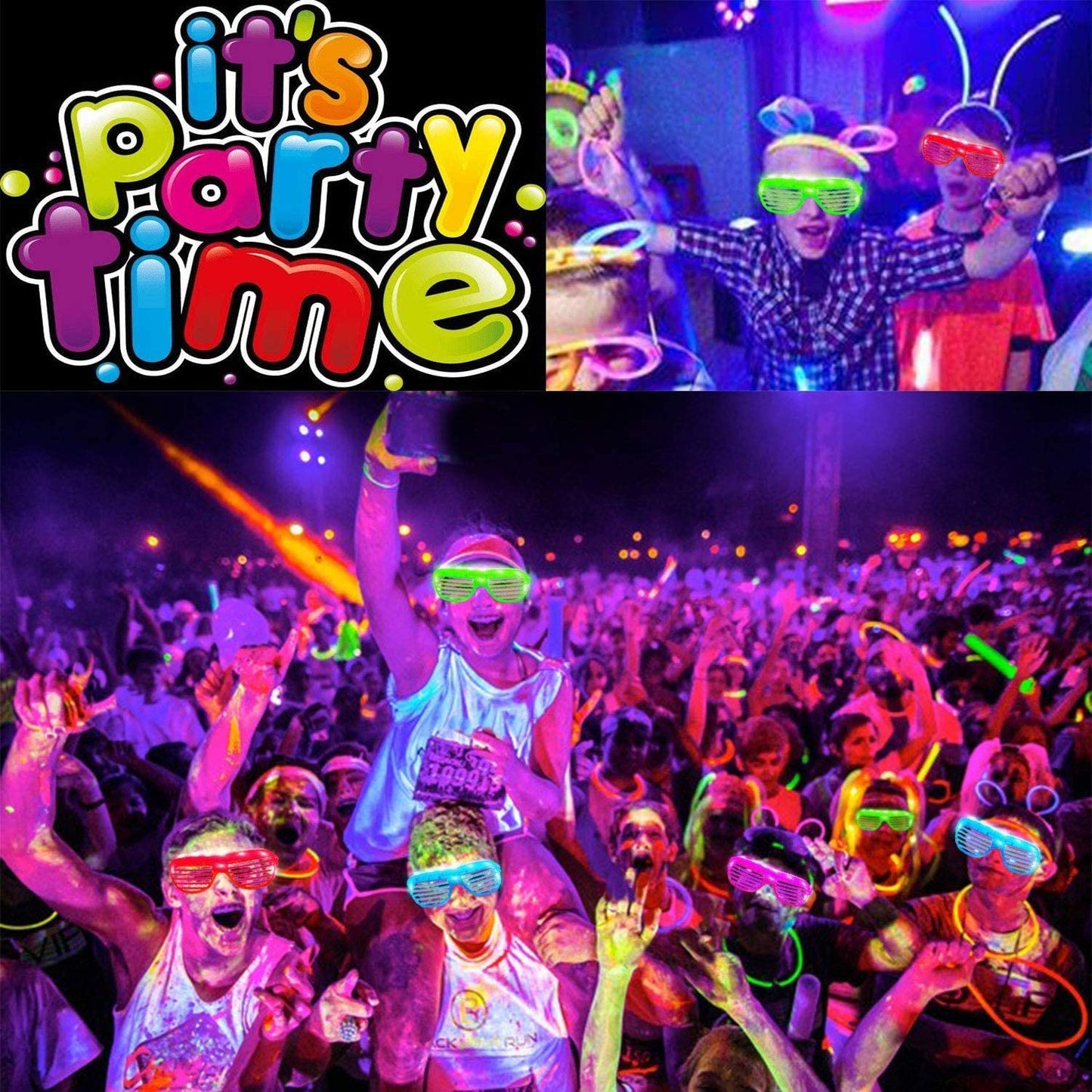 30 Pack LED Glasses Glow in The Dark Party Supplies Glow Sticks Glasses Party Favors Rave Neon Shutter Shades Light Up Glasses Sunglasses Party Favors for Kids/Adults Birthday Wedding Patriotic