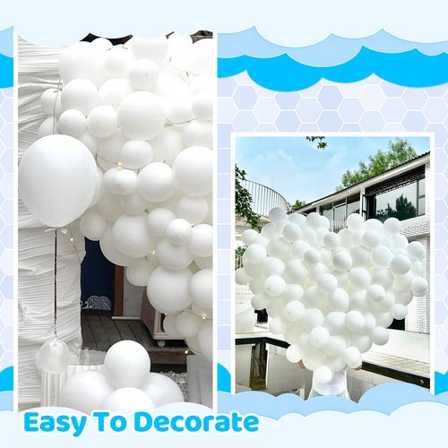 200 Pieces White Balloons Different Sizes 5 10 12 18 Inch Latex White Balloon Garland Arch Kit for Birthday Wedding Baby Shower Party Decorations