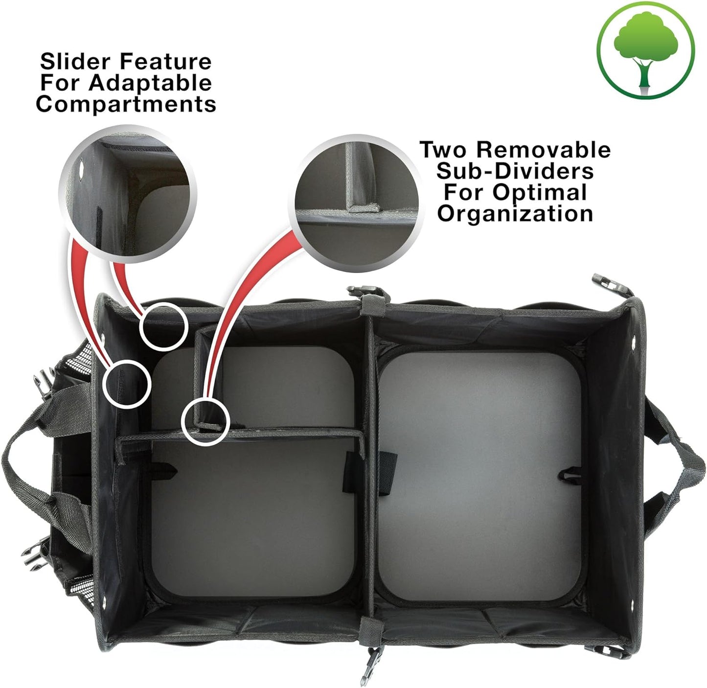 TRUNKCRATEPRO Car Trunk Organizer - Premium Adjustable & Collapsible Design | Large Size, Black with Non-Slip Bottom