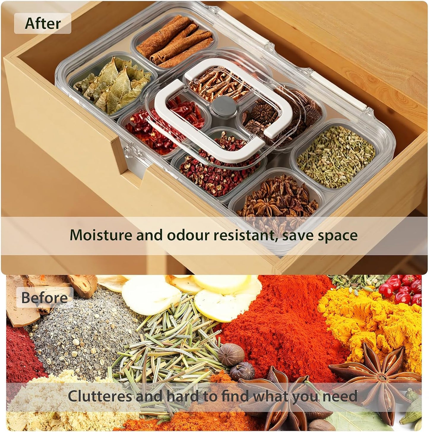 Snackle Box Stainless Steel Snack Container - 8-Compartment Serving Tray with Lid & Handle for Travel