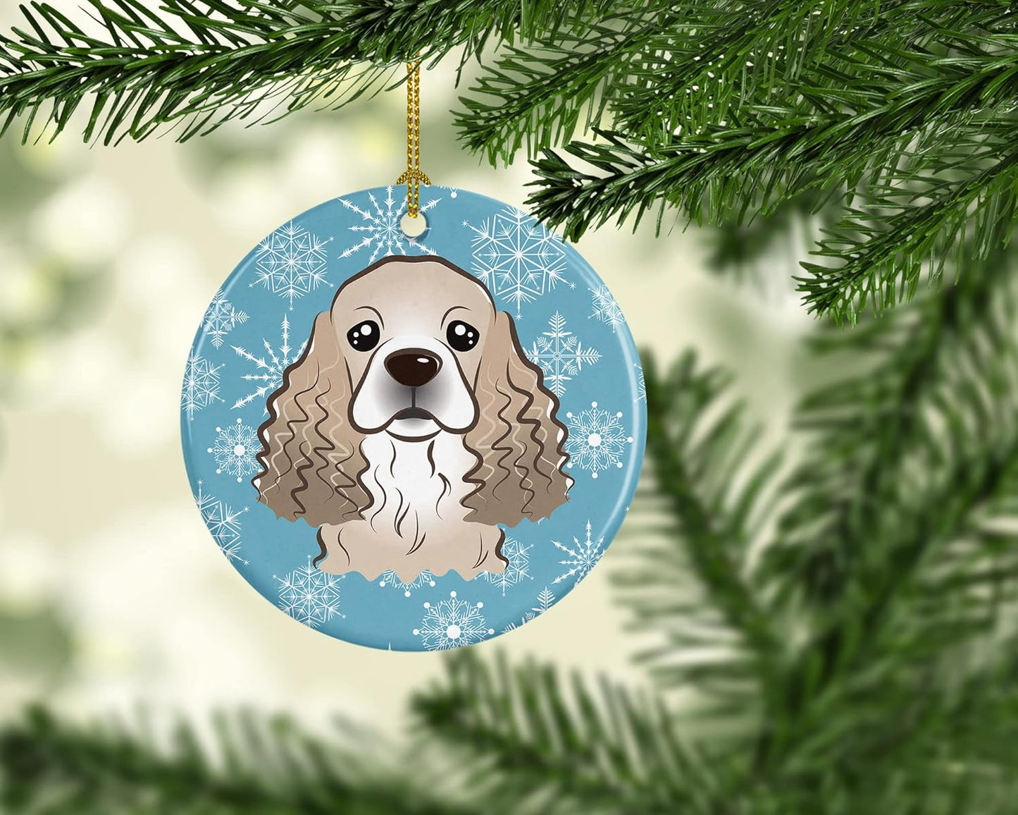 Cocker Spaniel Snowflake Ceramic Ornament - 3" Christmas Tree Decoration