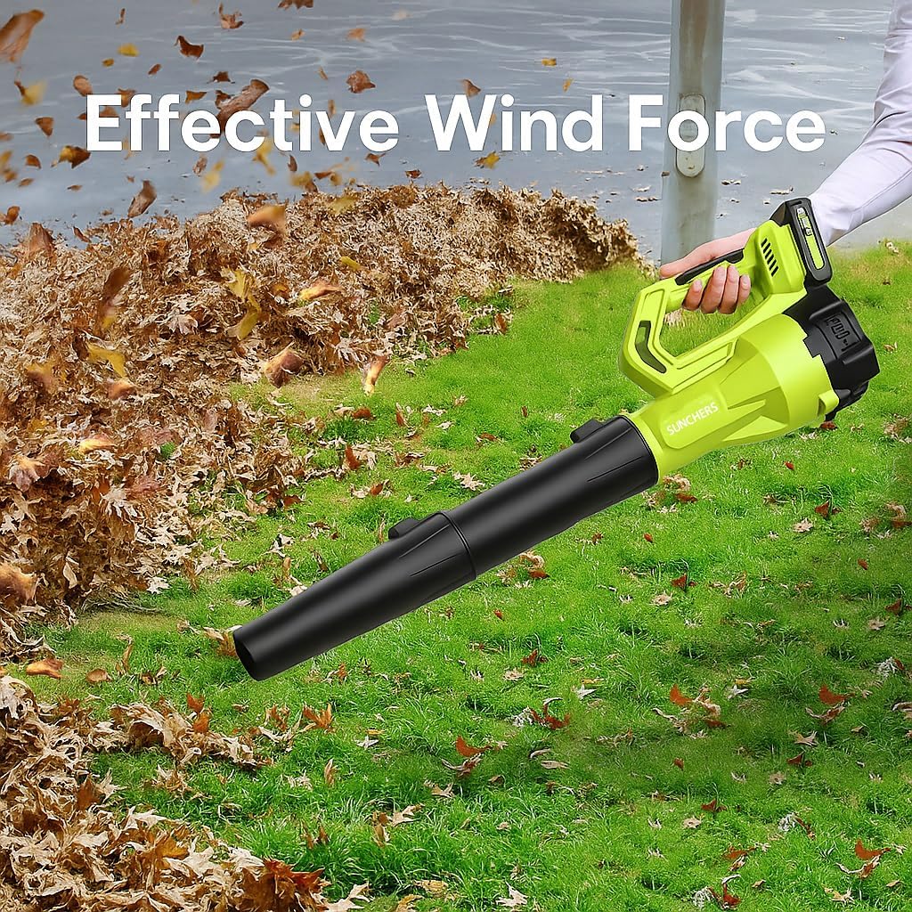 SUNCHERS Cordless Leaf Blower - Lightweight & Portable with 2 Batteries & Charger | Ideal for Lawn Care & Patio Cleaning