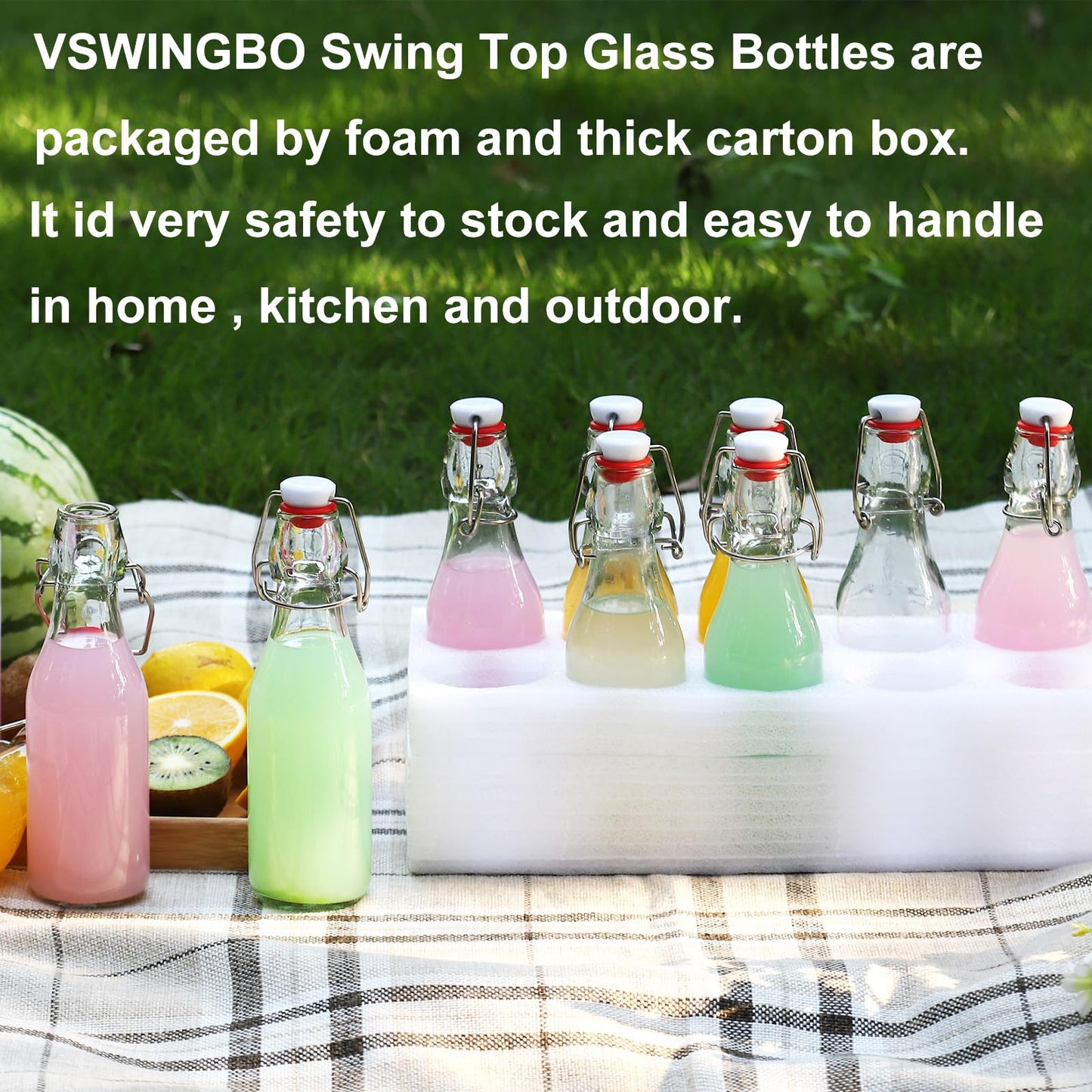 12 Pack 8.5oz Flip Top Glass Bottles,8.5oz swing top glass bottles with airtight lids for Home Brewing,2nd Fermentation,Kombucha,Kefir,Vanilla Extract,Juice,Tea,Beverages,Soda,Oils,Vinegar,Limoncello