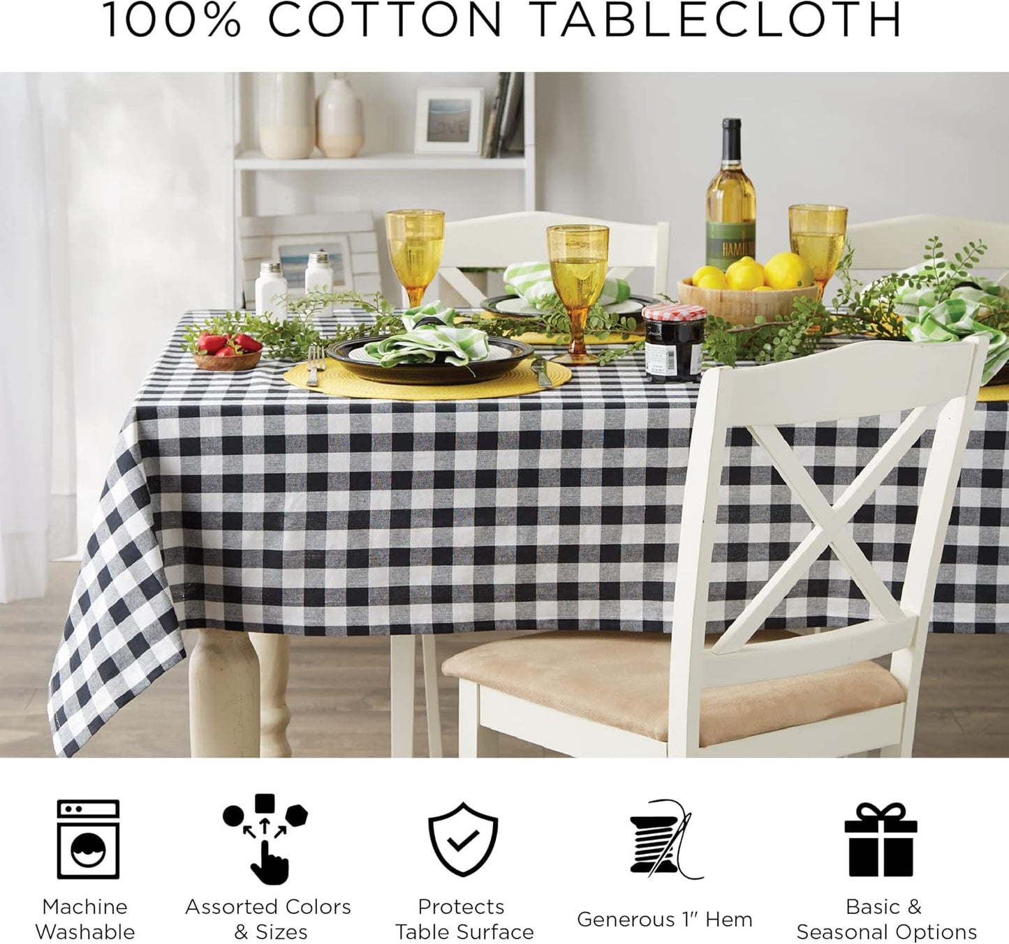 Christmas Tartan Plaid Tablecloth 60x104 - Holiday Dining & Kitchen Décor in Red, Green & White