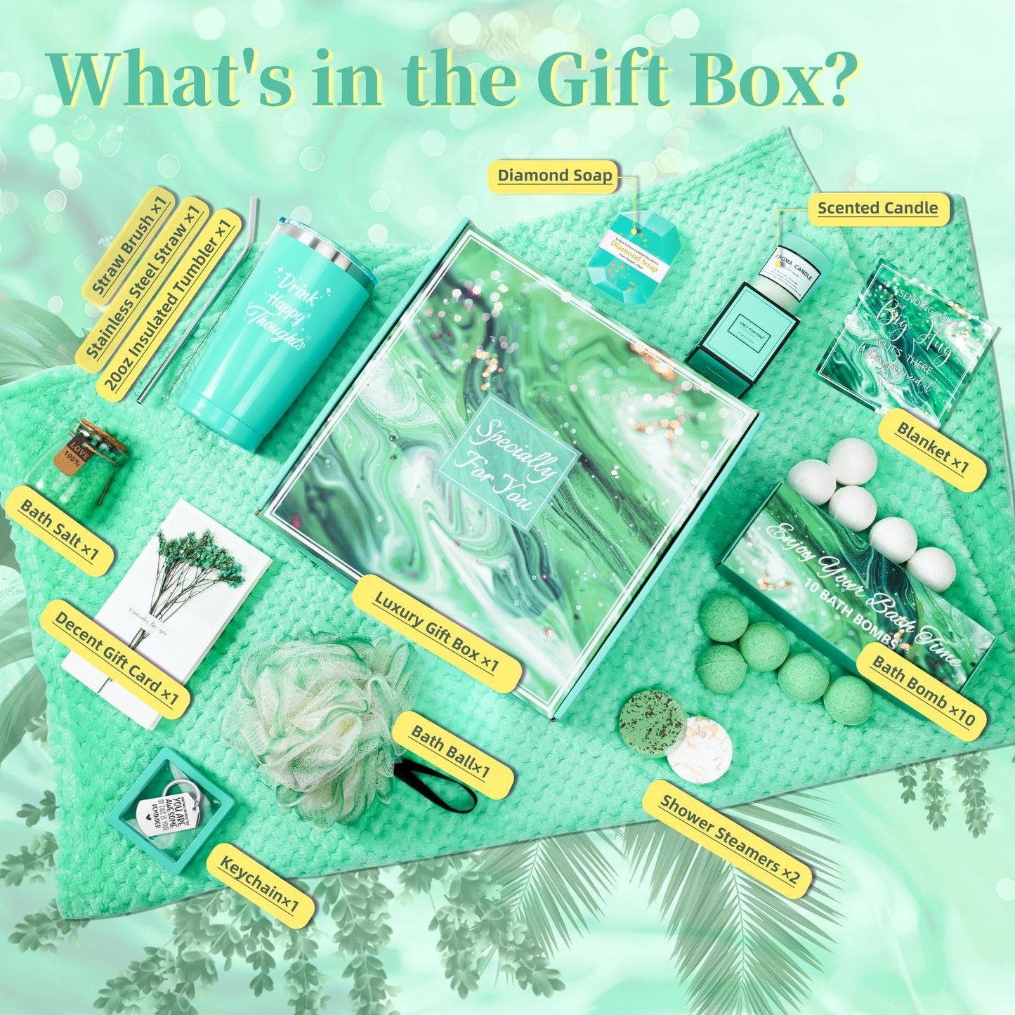 Gifts for Women, 21PCS Self Care Gifts Get Well Soon Gifts, Ocean Relaxing Care Package for Women w/Luxury Flannel Blanket, Unique Birthday Idea for Mom Wife Sister