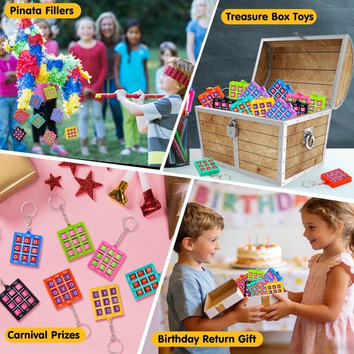 16PCS Tic Tac Toe Game Birthday Party Favors Goodie Bags Stuffers for Kids 3-5 4-8 8-12 Summer End of Year Student Gifts from Teacher Classroom Treasure Carnival Prize Box Return Gift Pinata Keychain