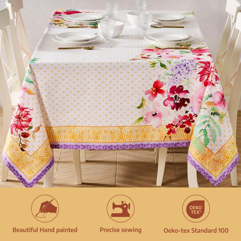 Maison d' Hermine Premium Table Cloth Rectangle Table 100% Combed Cotton 120 x 70 Inches Tablecloth Reusable Decorative for Dining Room, Farmhouse, Home, Party, Festive & Wedding - Summer Joy