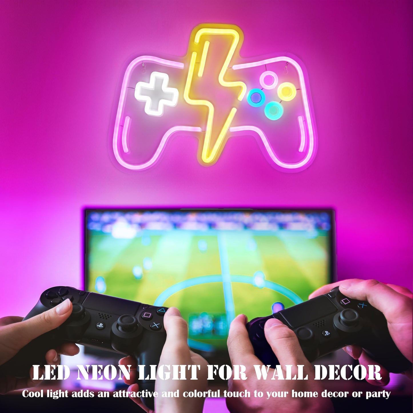 Pink LED Game Neon Sign Light for Gamer Room Decor USB Powered with Switch Gaming Accessories Acrylic Gamepad Neon Sign for Video Game Room Teen Girls Bedroom Wall Decor Gift Ideas for Gamer