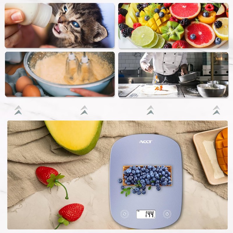 ACCT Digital Food Scale 11lb/0.1oz, Digital Kitchen Scale Weight in Grams & Oz, Cook Scale for Baking and Meal Prep, 6 Units with Tare Function, LCD Display (Purple)