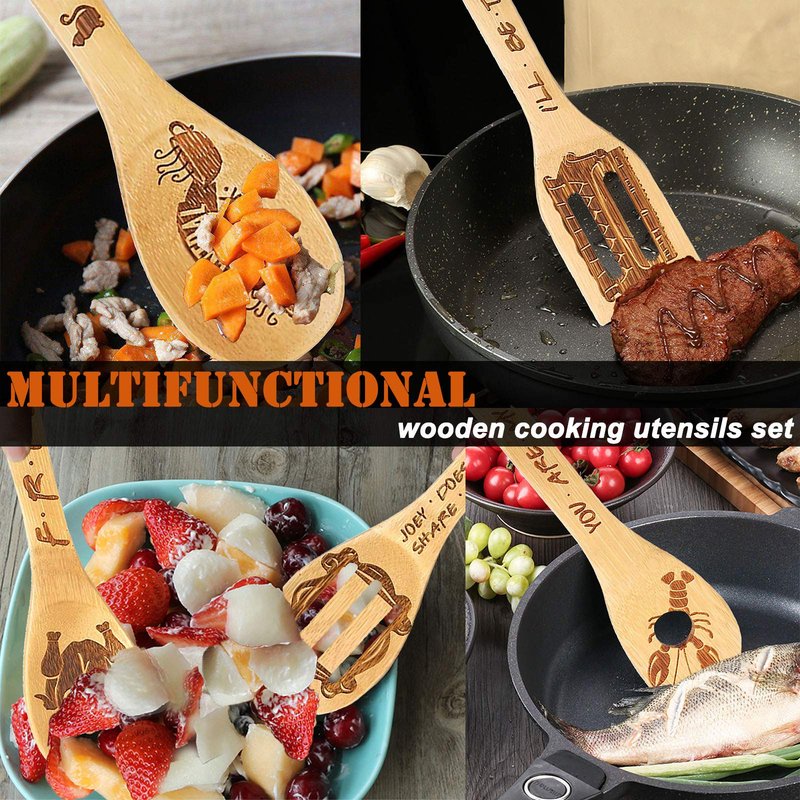 Friends Merchandise - Wooden Cooking Spoons Set 5, Novelty Decor, Unique Girl's Gifts, Housewarming Present