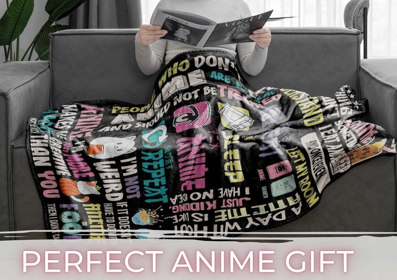 Anime Gifts Throw Blanket, Japan Japanese Kawaii Gift - Eat, 50" x 65"