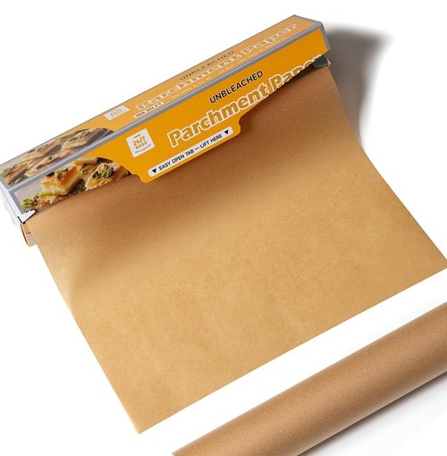24/7 Bags- Parchment Paper Roll, 150 Sq Ft, 12" Wide, Non-Stick, Unbleached, Food Safe, Serrated Cutter, for Baking, Air-Fryer & Cooking