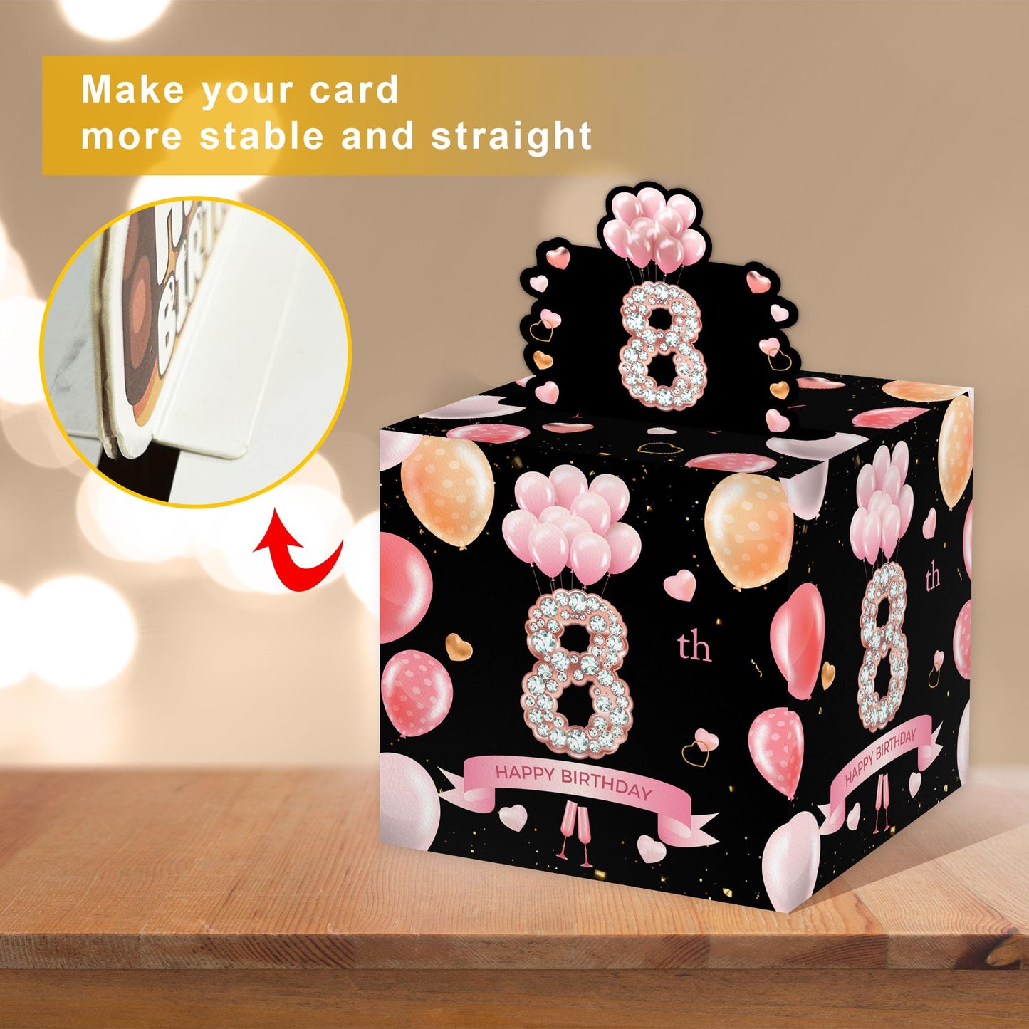 Surprise Gift Box for 8th Birthday Party, Happy Birthday Money Gift Boxes with 35PCS Bags