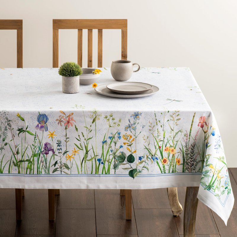 Maison d' Hermine Table Cloth Rectangle Table 100% Cotton 60 x 108 Inches Tablecloth Reusable Decorative for Dining Kitchen Room Farmhouse Home Gifts for Mothers Day Spring Summer - Fleurs De Mai