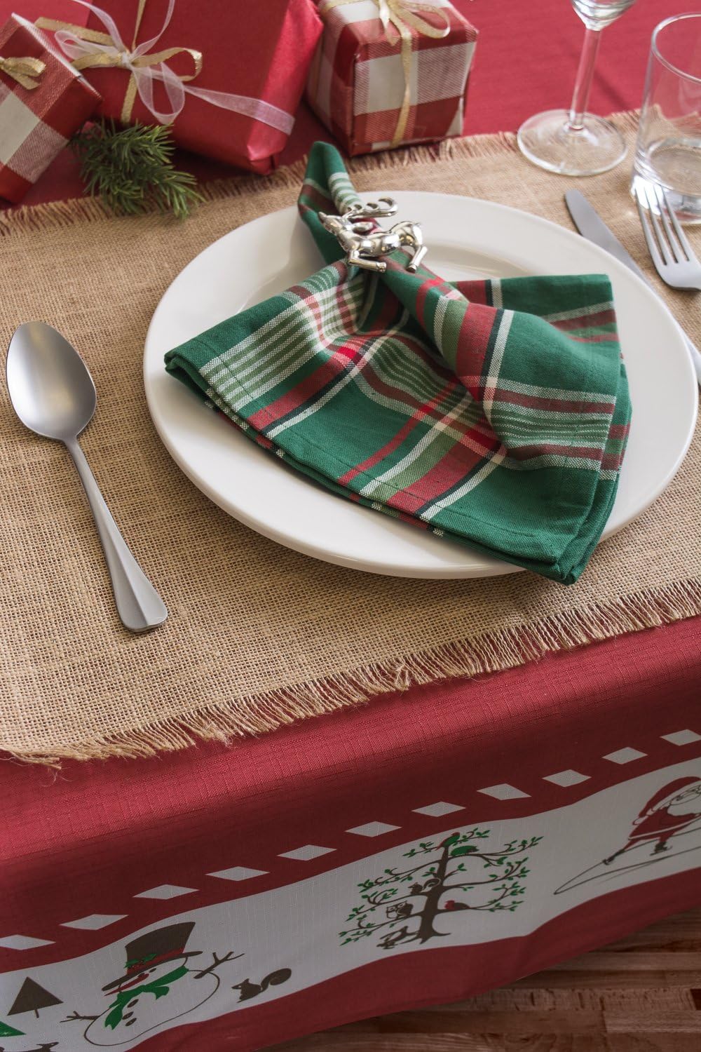 Jute Burlap Placemat Set for Kitchen Tabletop - 13x19, Solid Natural, 6 Count