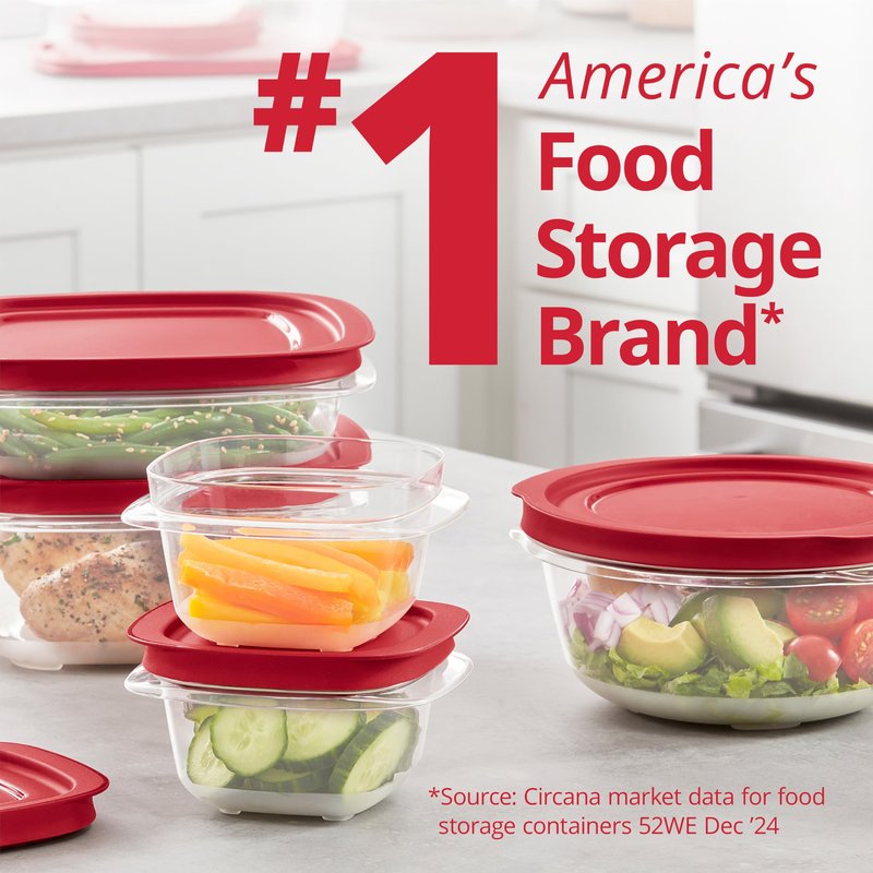 Rubbermaid EasyStore Rectangle and Square Containers, 22-Piece Set, Food Storage Containers with Lids
