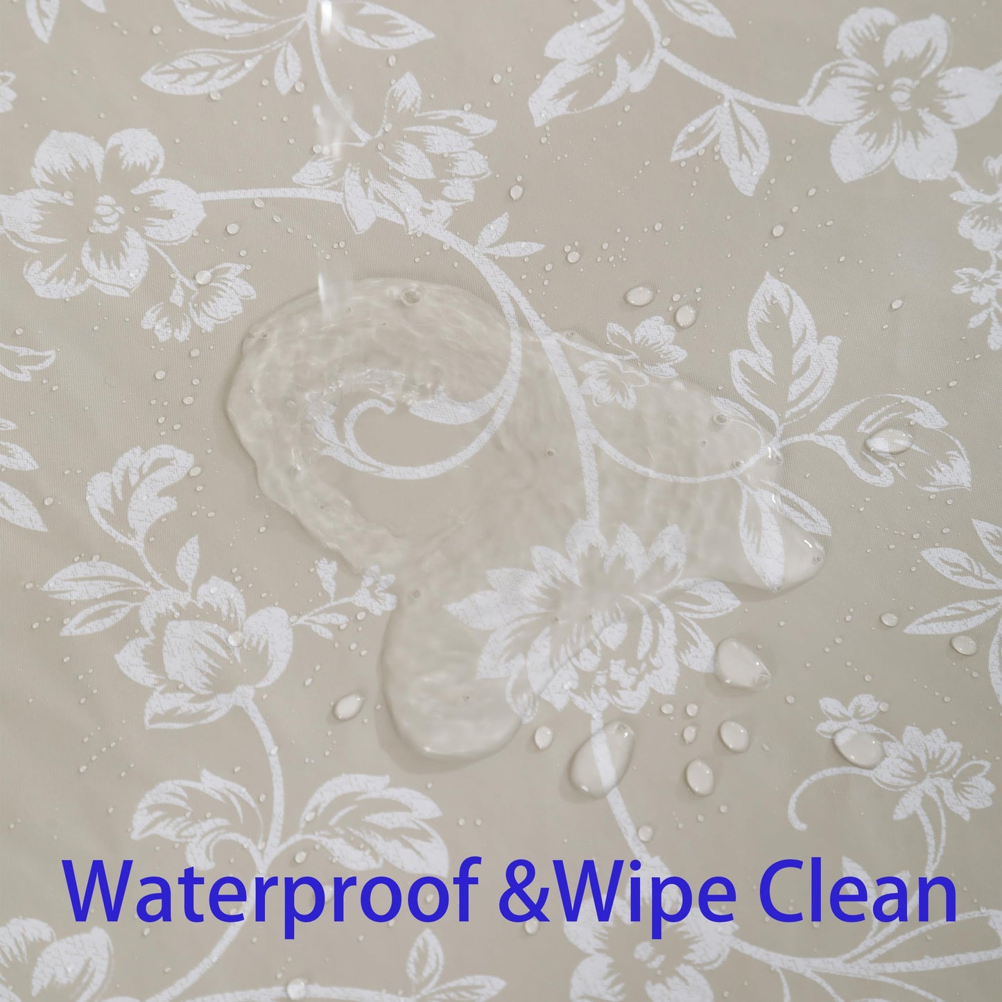 Walrus Heavy Duty Vinyl Tablecloth with Flannel Backing Waterproof Oil-Proof Plastic Table Cloth Stain-Resistant Wipeable Rectangle or Square Table Cover for Indoor and Outdoor (Blue Leaf,60x84 Inch)