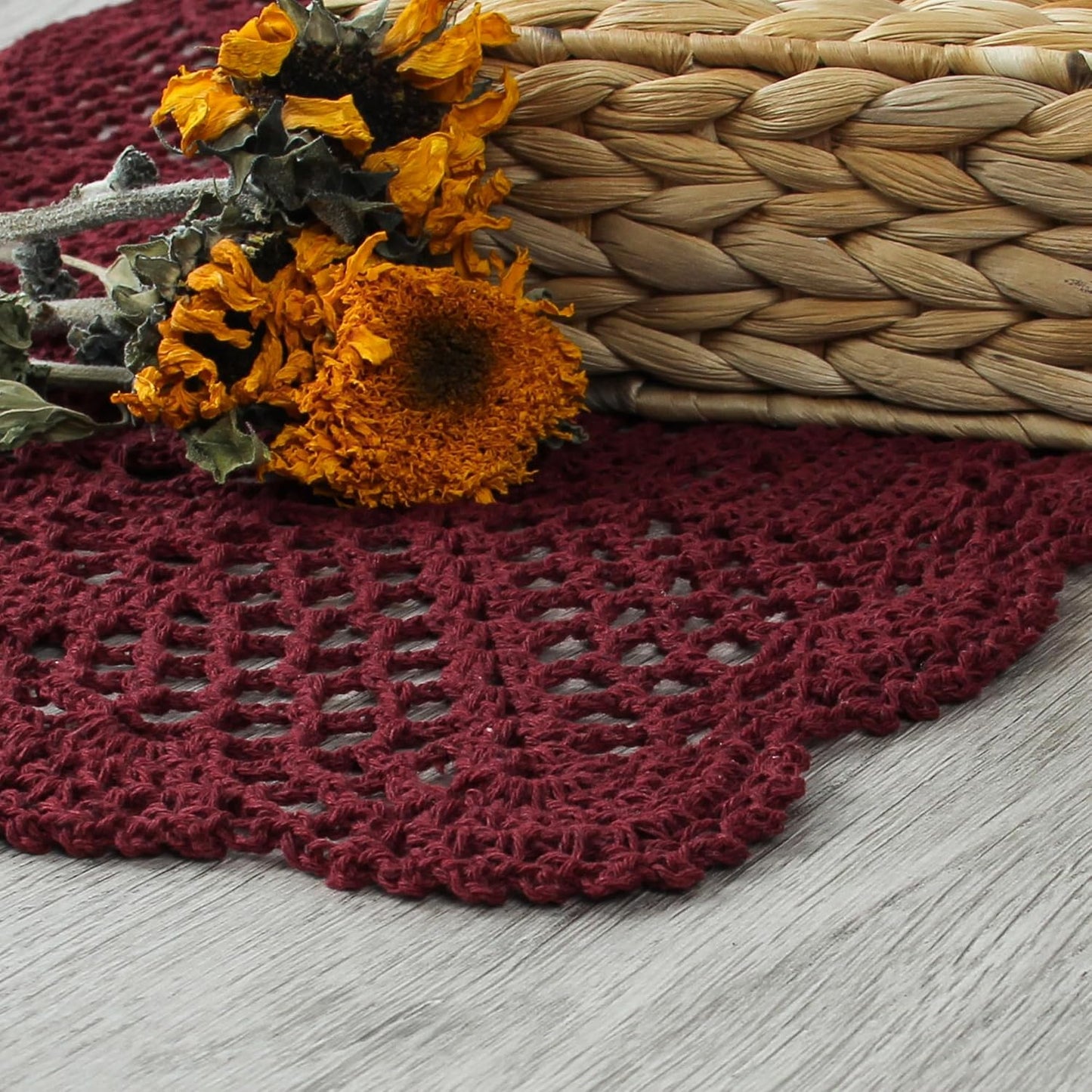 Handmade Crochet Lace Table Runner 15x51 Inch - Elegant White Décor