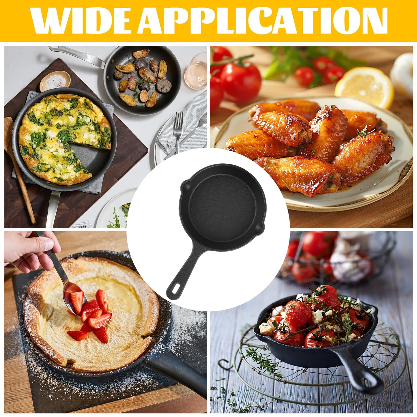 LDHHYH 4 Pack Mini Cast Iron Skillet, 5.5 Inch Small Cast Iron Frying Pan, Pre-Seasoned Cast Iron Skillet Set, Black Non-Stick Mini Cast Iron Cookware for Stove Oven Grill Safe Indoor and Outdoor Use