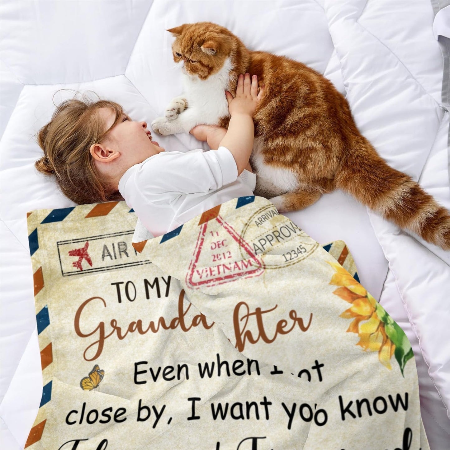 HJKGYHBJ Granddaughter Gifts from Grandma, Granddaughter Gift Blanket, Birthday Graduation Gifts for Granddaughter from Grandparents, Christmas to My Granddaughter Blanket 50''x60''