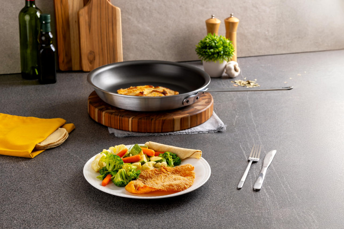 Vasconia Professional 12″ Aluminum Fry Pan, Aluminum Skillet with NonStick & Fast-Cool Handle, NSF Certificate