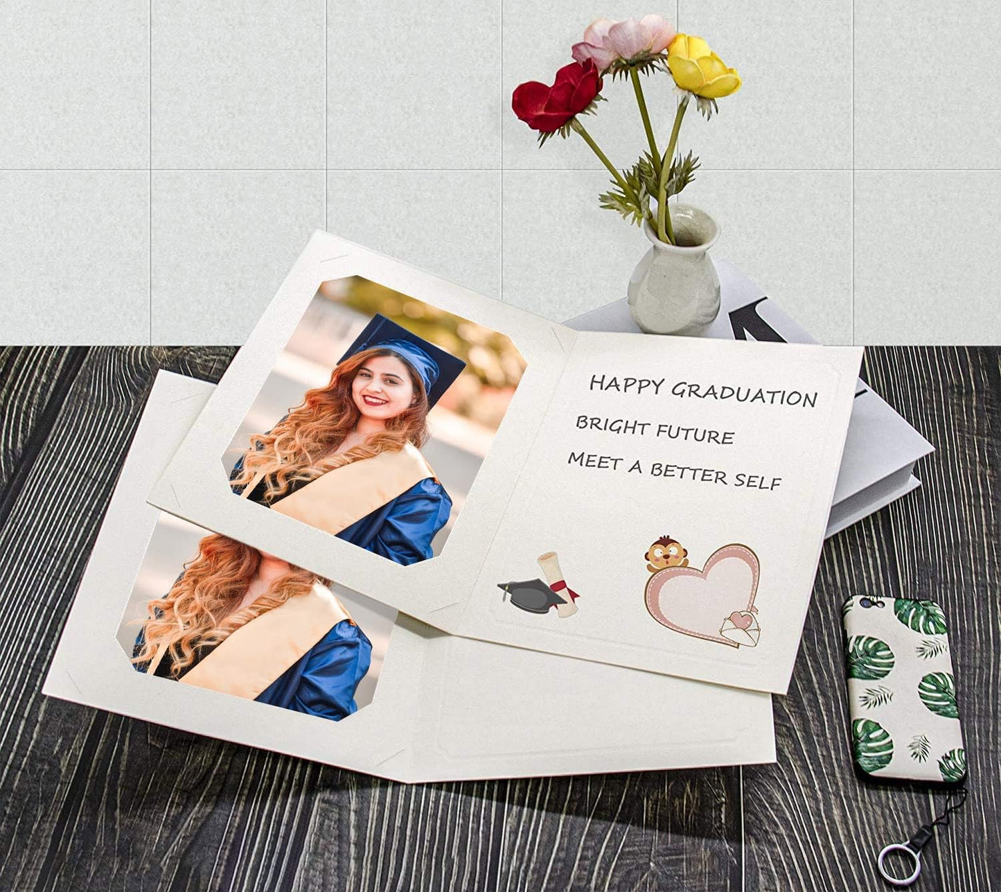 Golden State Art, Pack of 100, 6x8 or 8x10 Photo Folders, Cardboard Picture Frame, Paper Frame Cards, Greetings/Invitation Special Events: Graduation, Christmas, Wedding(Ivory)