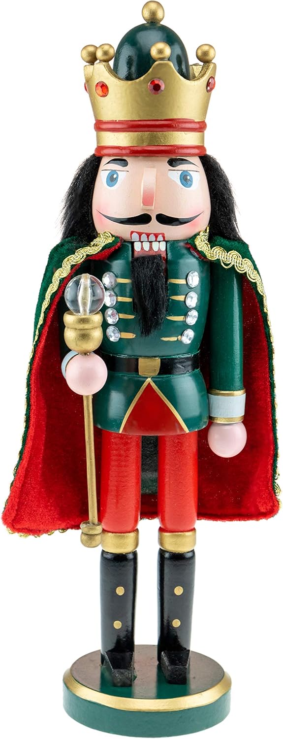 Red Prince 12-Inch Wooden Nutcracker - Festive Christmas Décor for Shelves & Tables