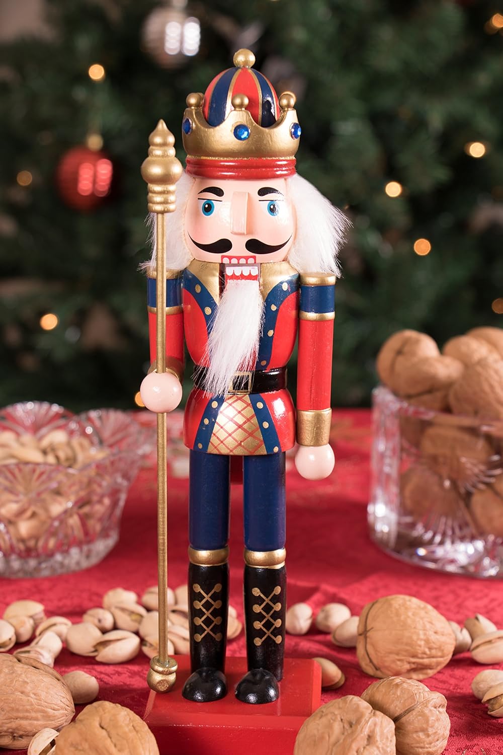 Red Prince 12-Inch Wooden Nutcracker - Festive Christmas Décor for Shelves & Tables