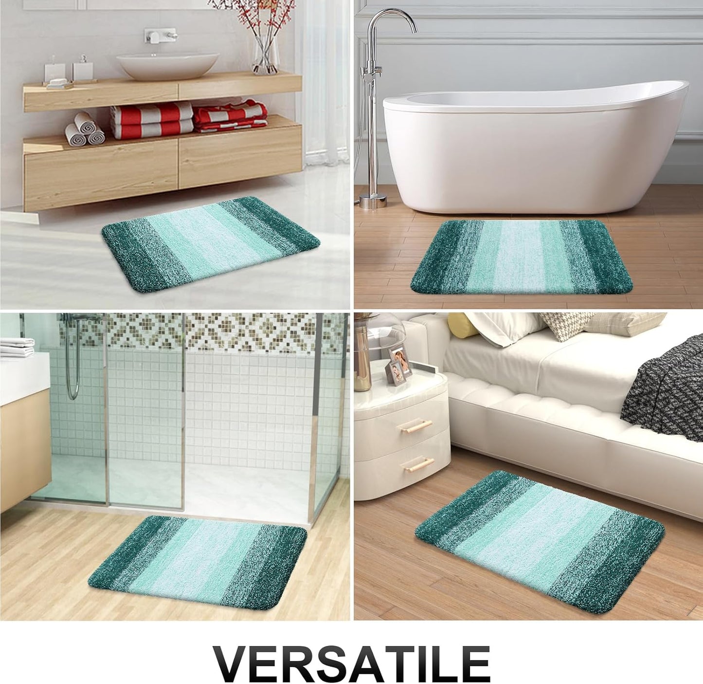 OLANLY Bathroom Runner Rug - Extra Soft Microfiber Mat with Rubber Backing | 59"x20", Quick Dry, Blackish Green
