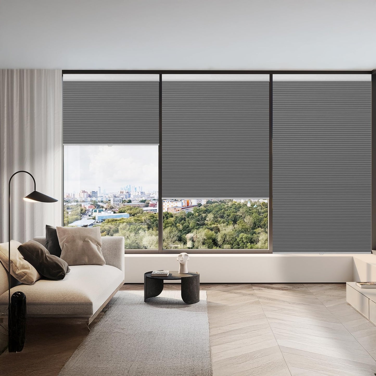 HOMEDEMO Blackout Cellular Shades Cordless, Honeycomb Shade Blinds, Thermal Insulated Noise Reduction for Windows Inside & Outside Mount Grey-Blackout 24" W x 64" H