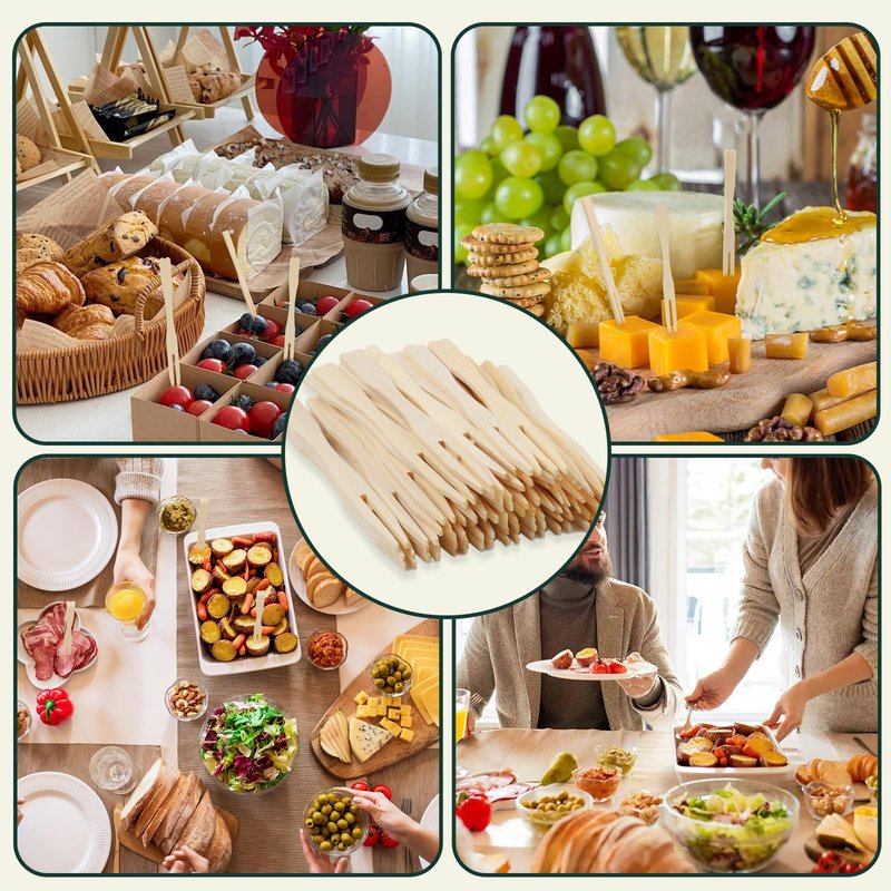 400PCS 3.5 Inch Appetizer Forks, Mini Forks, Mini Forks For Appetizers, Disposable Bamboo Forks Can Be Used For Desserts, Sandwiches, Burgers, Salads, Buffets, Drinks, Vegetables And More