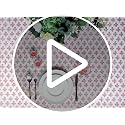 ATOSII Gulbahar White Pink 100% Cotton Fall Rectangle Tablecloth,