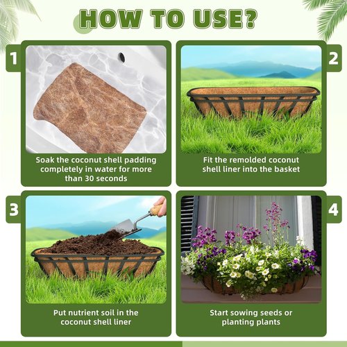 Coco Coir | 30 Inch Trough Liners - Natural Coconut Fiber for Wall Baskets & Planters (2 Pack)