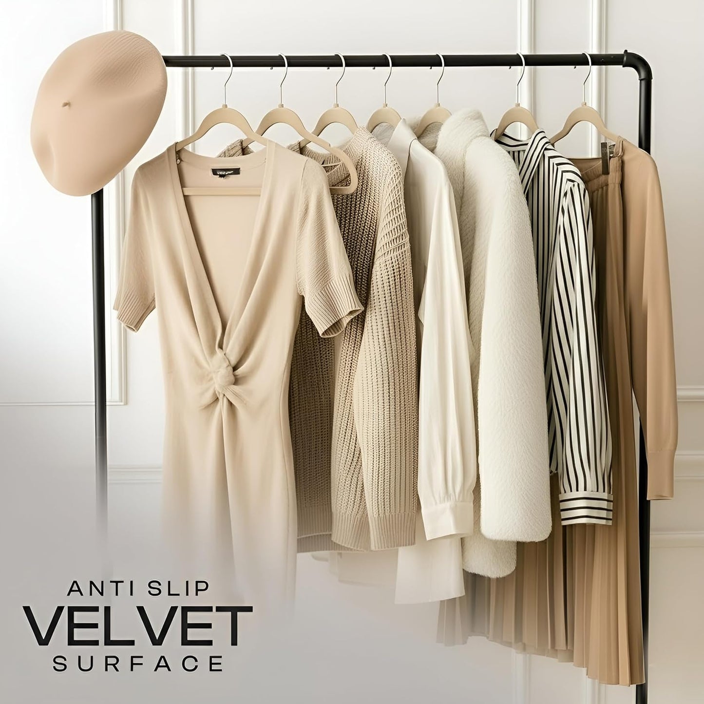 Utopia Home Velvet Hangers 50 Pack - Non-Slip Suit Hangers with 360° Rotatable Hook | Ivory