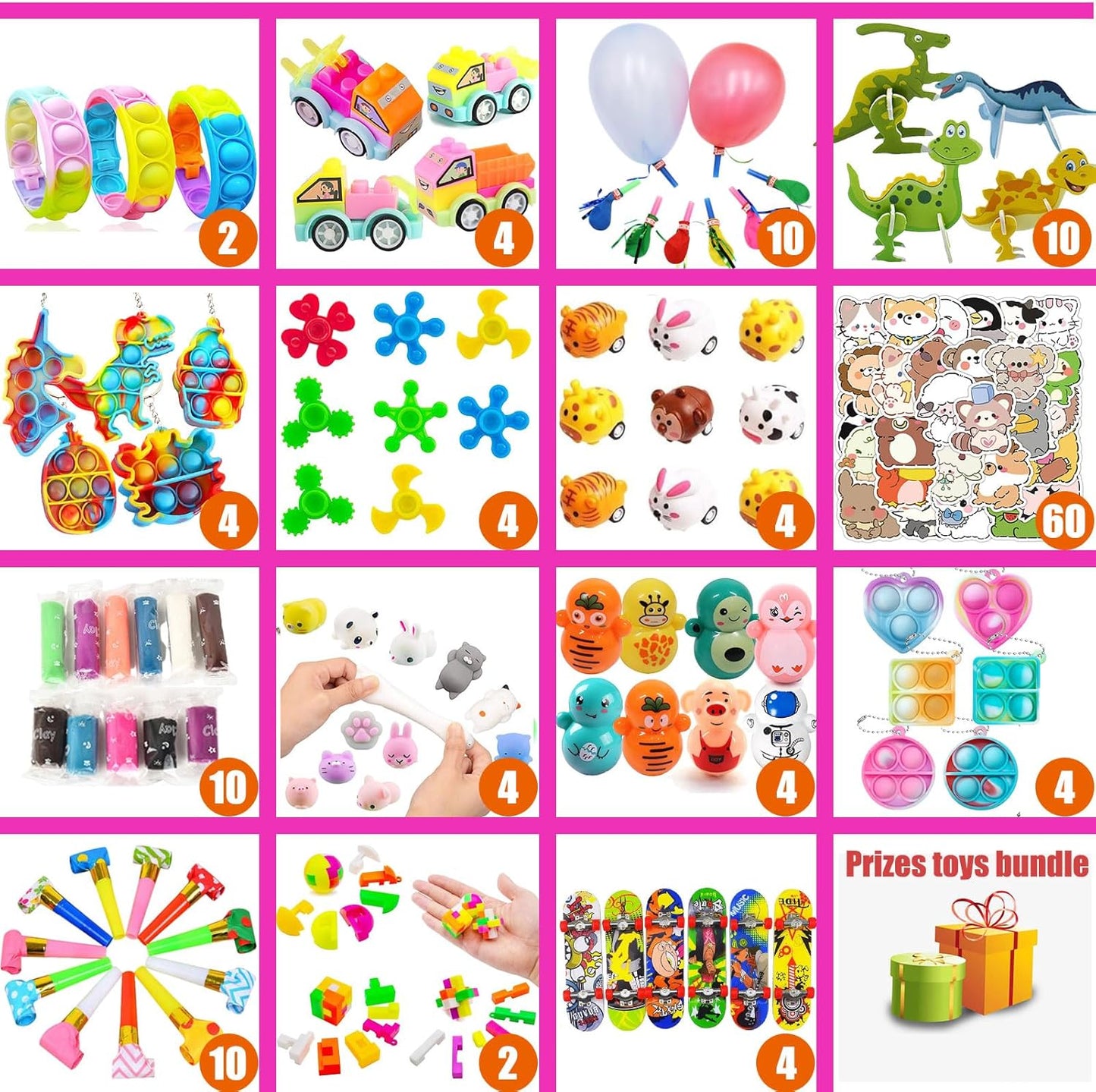 Skiennix 136 Pcs Kids Party Favors - 5-in-1 Classroom Prize Box for Ages 4-10 | Carnival Treasure Box Stuffers