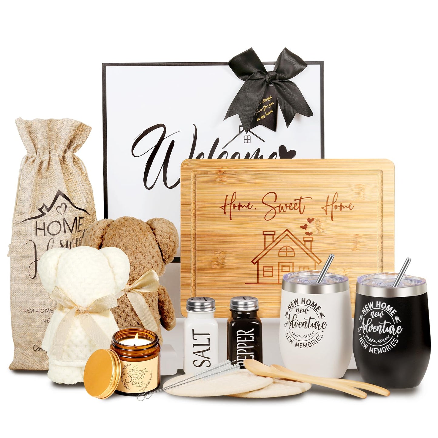 House Warming Gifts New Home, Best Housewarming Gift Ideas for Couples, Clients, Women, Unique New Home Gift Baskets for Home Buyers, New Apartment (16 Piece Set)