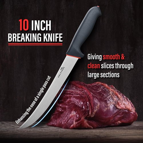 DELFINA 4 PCS Butcher Knife Set, German 1.4116 Steel Blade For Meat Cutting Skinning Boning Trimming, Non-Slip Softgrip & Incl. 10" Sharpener Rod