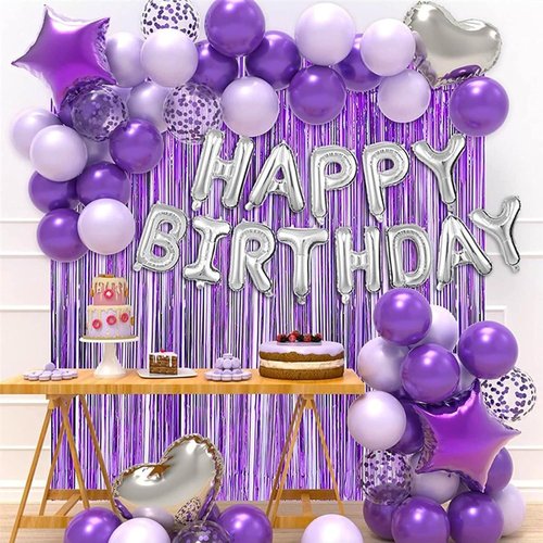 CANREVEL Purple Foil Fringe Backdrop Curtains - 2 Pack Tinsel Streamers for Parties & Events | 3.3x8.2 Feet