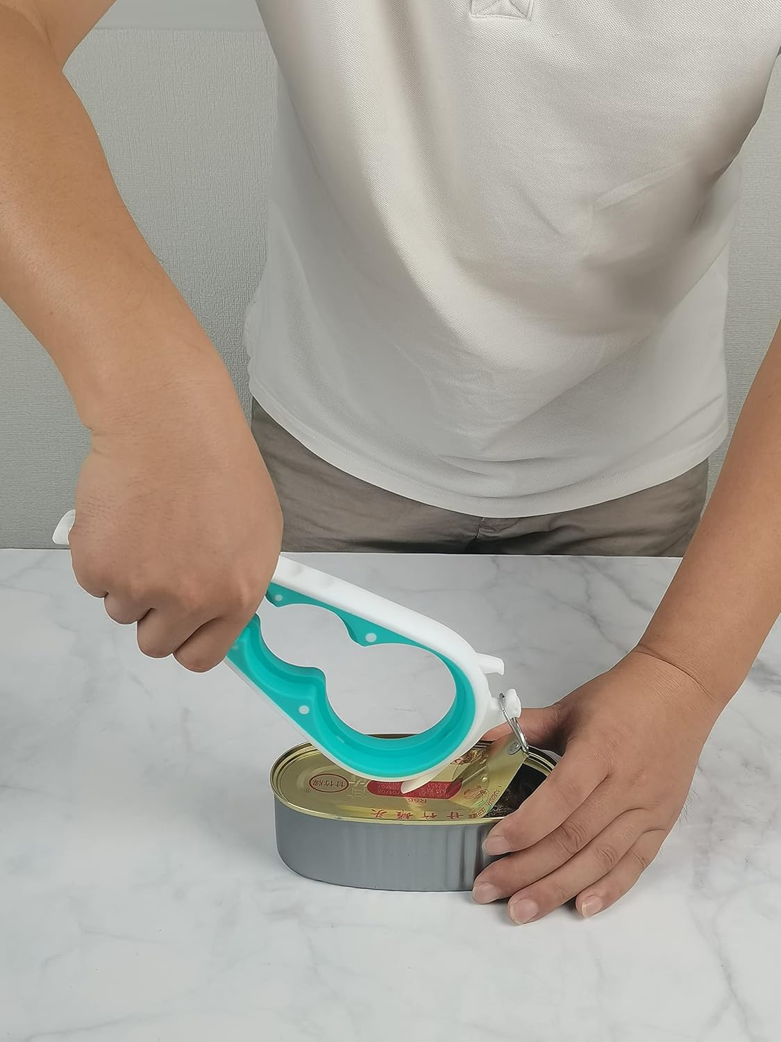 Otstar Jar Opener | Easy Grip Bottle & Can Opener for Seniors with Arthritis - White & Cyan