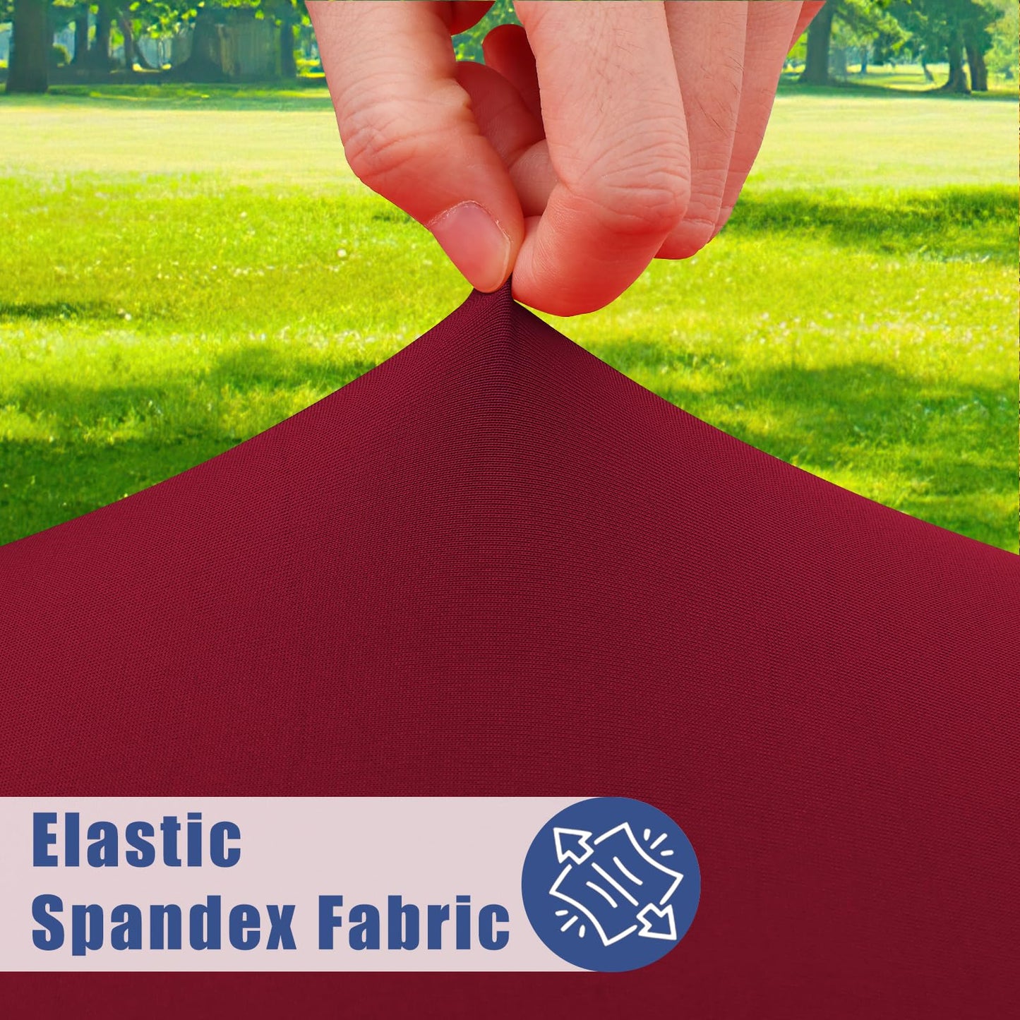 Moosfor Round Spandex Tablecloth, Elastic Fitted Waterproof Tablecloths for 18"-24" Tables, Stretch Washable Picnic Table Cover for Camping, Dining, Indoor and Outdoor, Wine Red