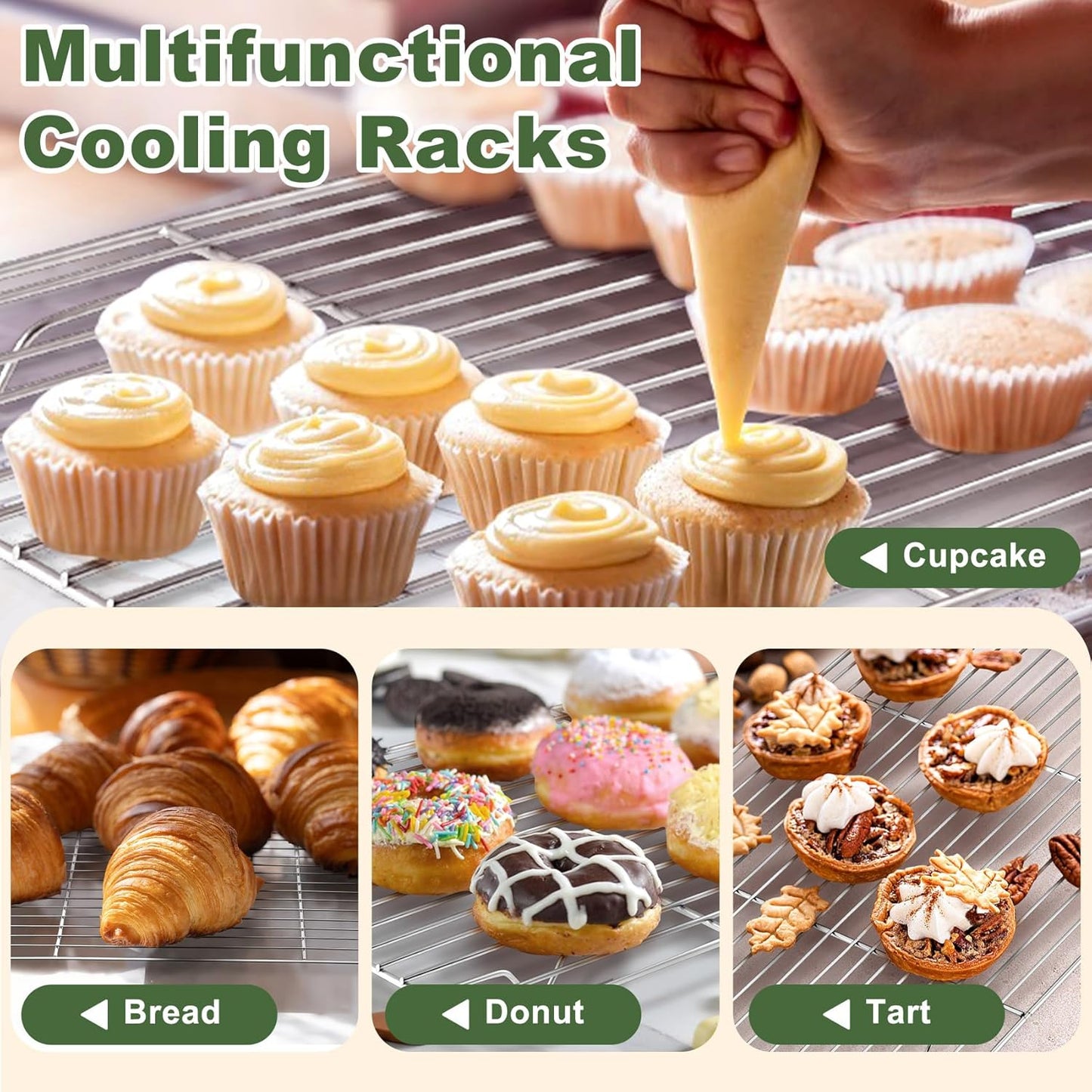 TeamFar Baking Sheet Set - 3 Stainless Steel Cookie Sheets with Racks | Non-Toxic, Heavy Duty, Dishwasher Safe, 16/12.5/10.5 Inch