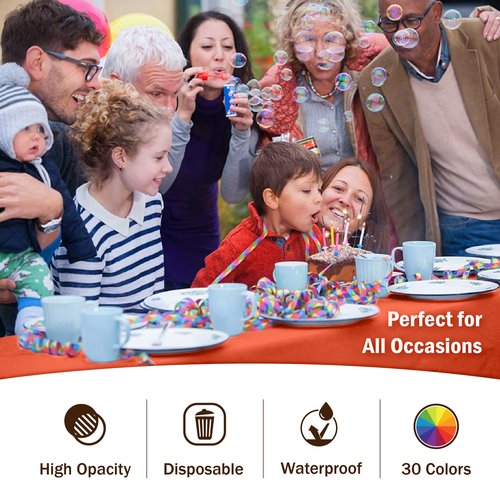 Exquisite Party Solids 6-Pack Premium Plastic Tablecloth 54in. x 108in. Rectangle Plastic Table Cover - Orange