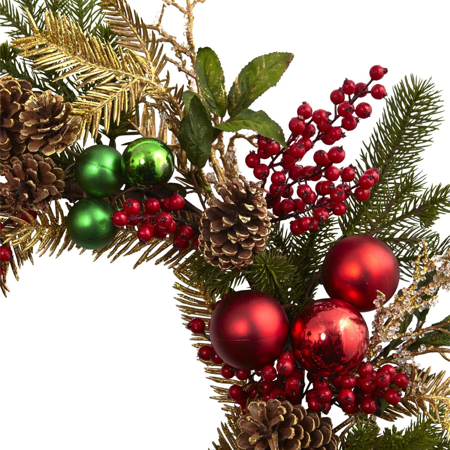 Nearly Natural 24in. Ornament, Pine & Pinecone Wreath