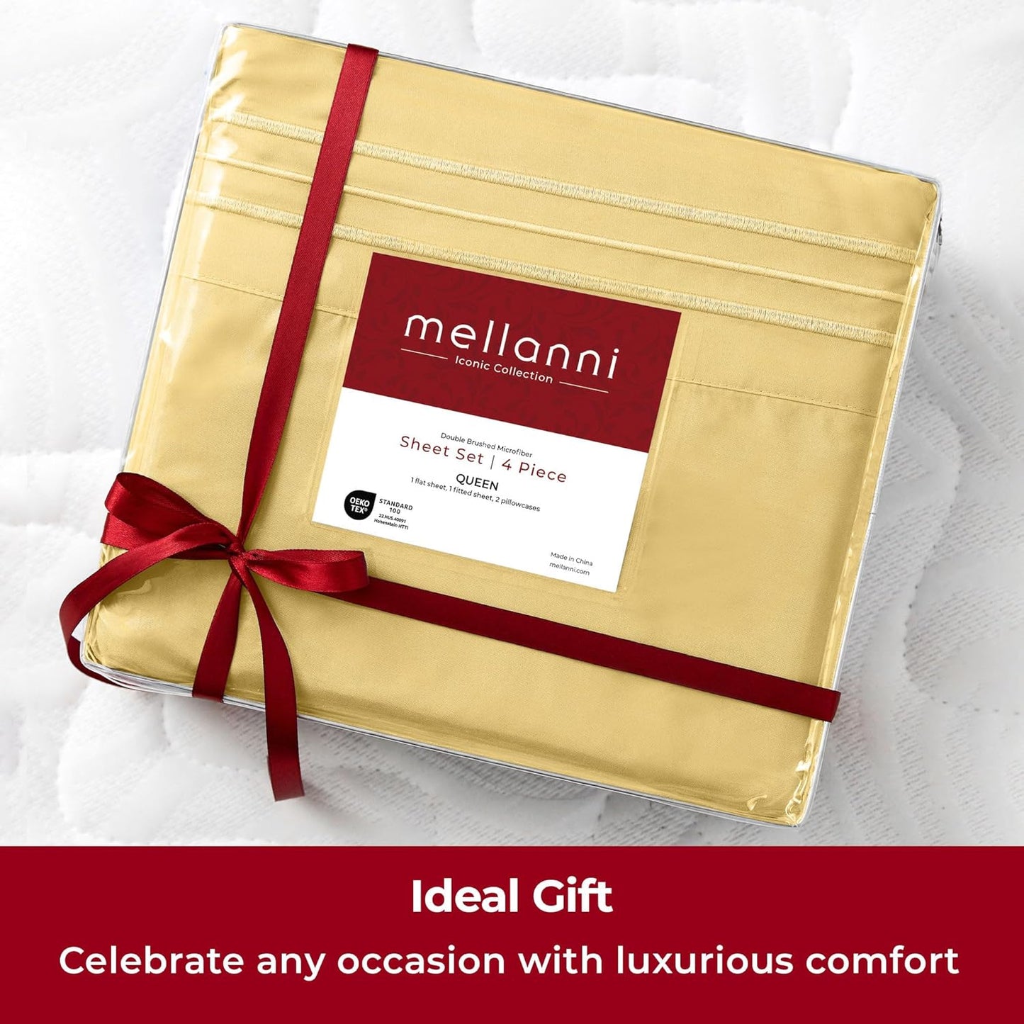 Mellanni Twin XL Sheets Set - 3 PC Hotel Luxury Bedding | Extra Soft, Cooling, Wrinkle-Resistant (Twin Extra Long, Yellow)