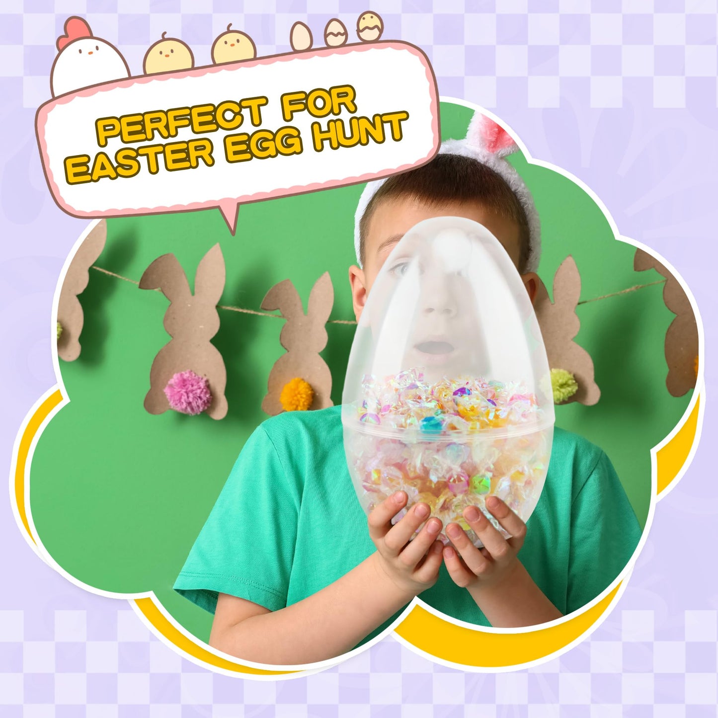 12 Inch/ 10 Inch/ 8 Inch Giant Clear Easter Eggs Fillable 4/5/ 6/7 Pcs Jumbo Plastic Easter Eggs Large Easter Eggs Empty for Egg Hunt Supplies Easter (4 Pcs - Clear (10 Inch))