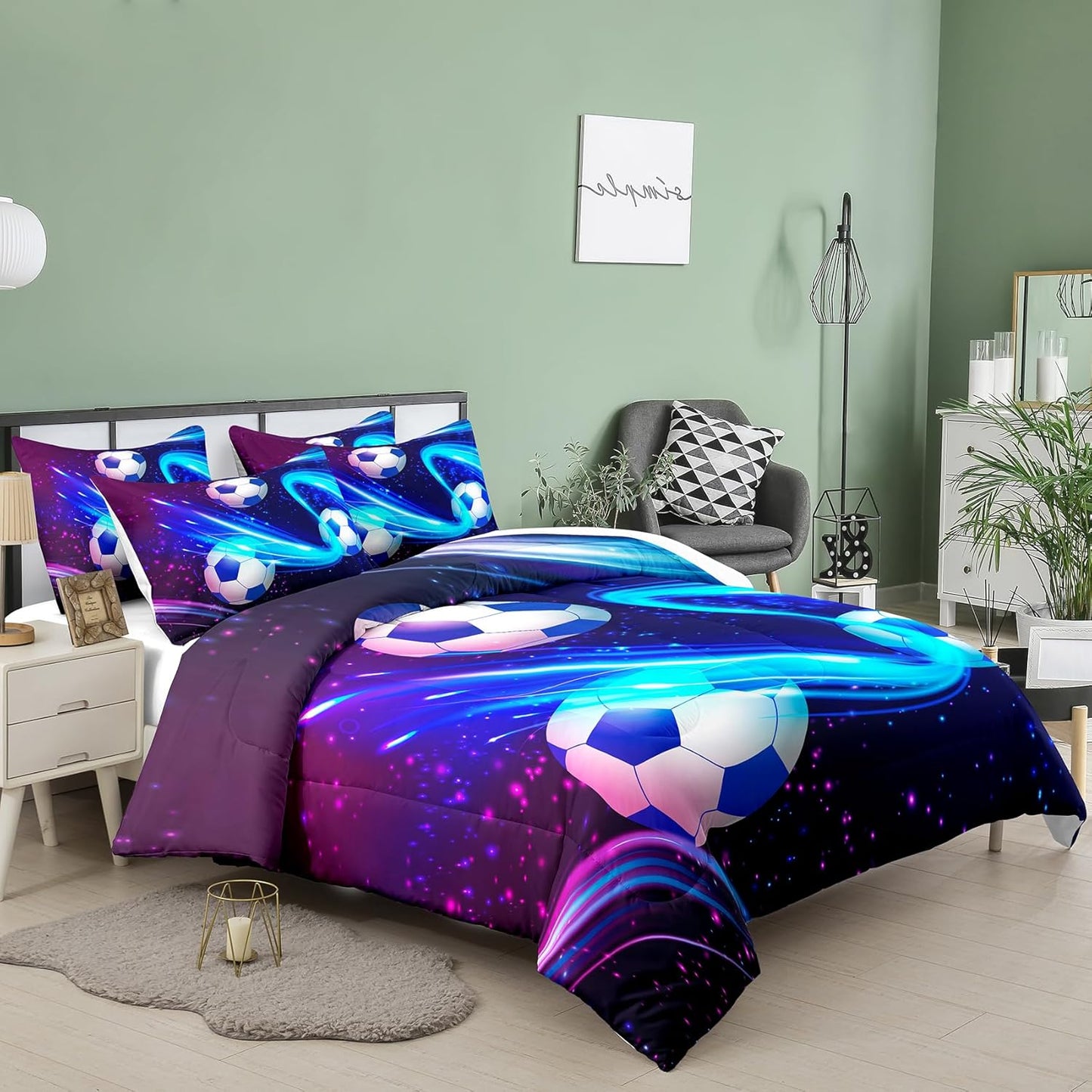 Peopleareok Unicorn Full Comforter Set for Girls Kids, Cute Pink Purple Unicorn Print Bedding Set Full, 5-Piece Bed in a Bag, Kids Cartoon Kawaii Comforter with Sheet Set