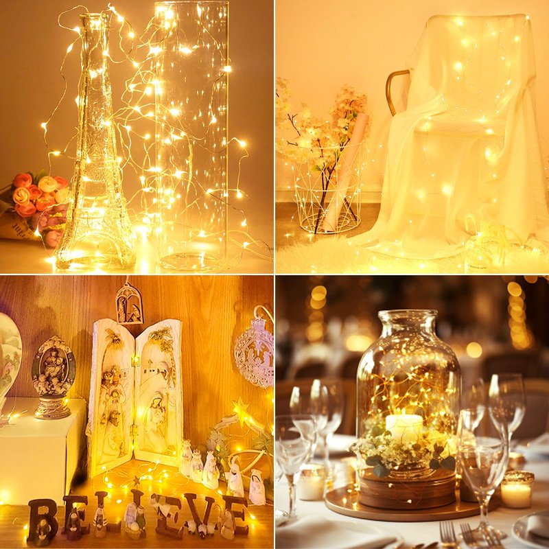 kolpop 20 Pack LED Fairy Lights Battery Operated with 3 Modes, Mini Twinkle String Lights Battery Powered Waterproof for Christmas Mason Jars Party,Warm White