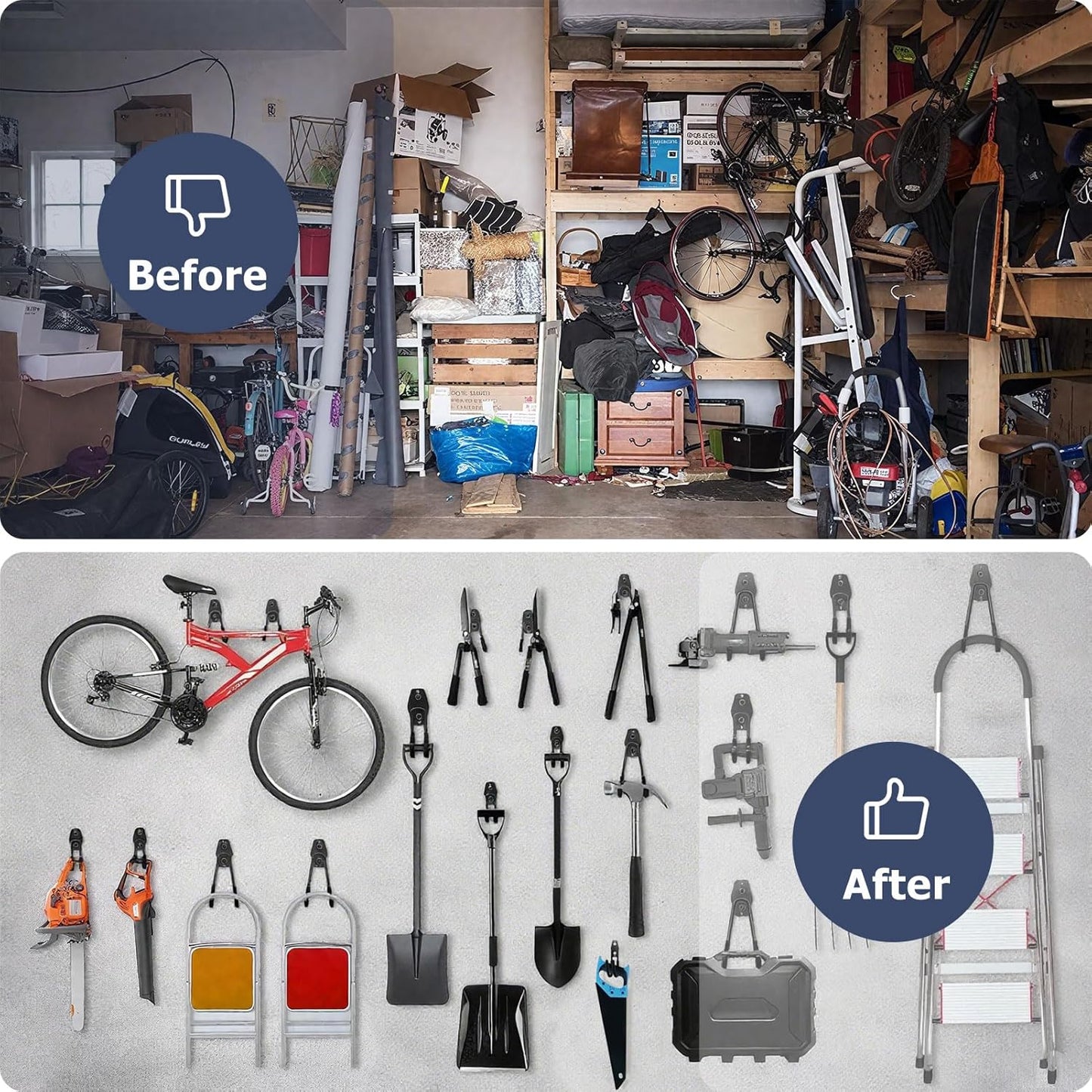 KOFANI Heavy-Duty Garage Hooks - 12 Pack Anti-Slip Wall Storage for Bikes, Ladders & Garden Tools